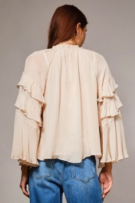 Preorder Tassel Tie Ruffle Sleeve Top