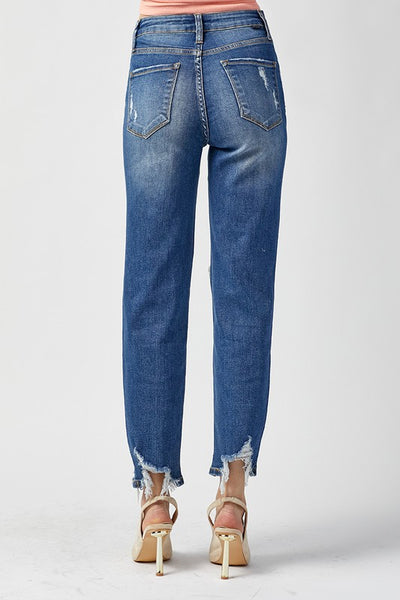 Crossover Distressed Girlfriend Jeans