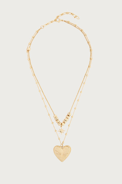 Layered Heart Charm Necklace
