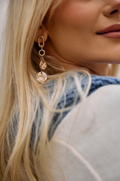 Hammered Coin Chain Earrings