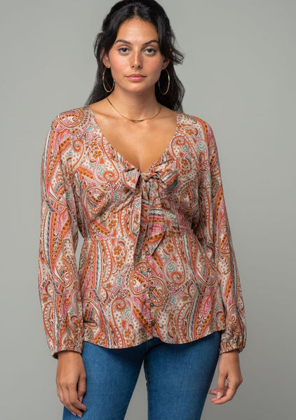 Lovestitch Paisley Long Sleeve Top-Large