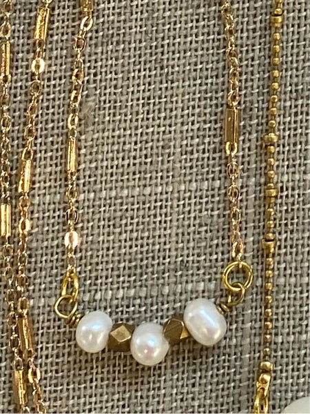 Triple Pearl Simple Necklace