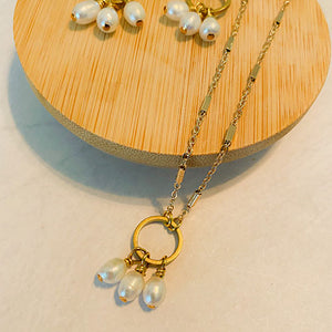 Triple Pearl Circle Necklace