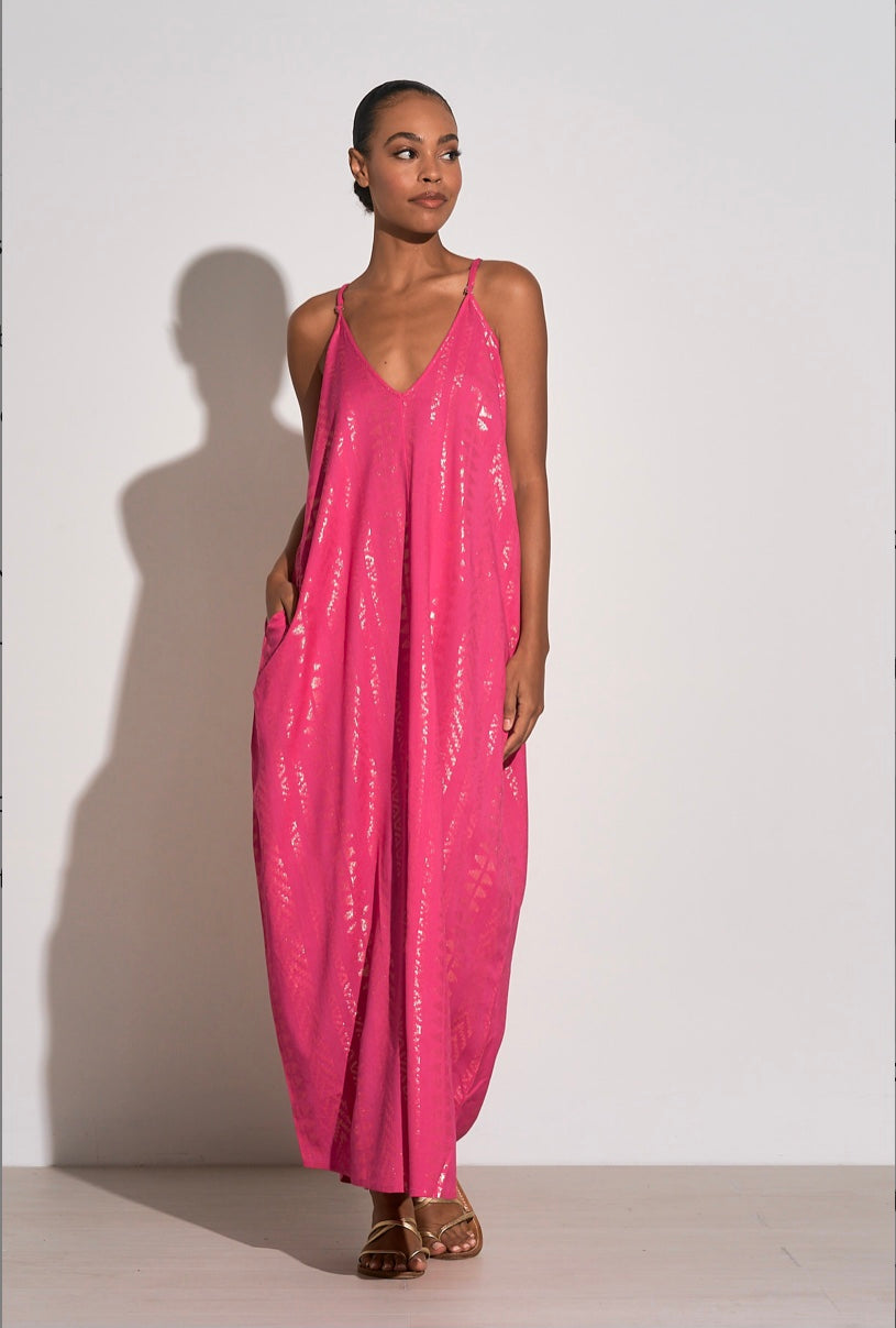 Elan Lurex Hot Pink Maxi Dress