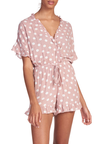 Elan Pink Polka Dot Romper-M